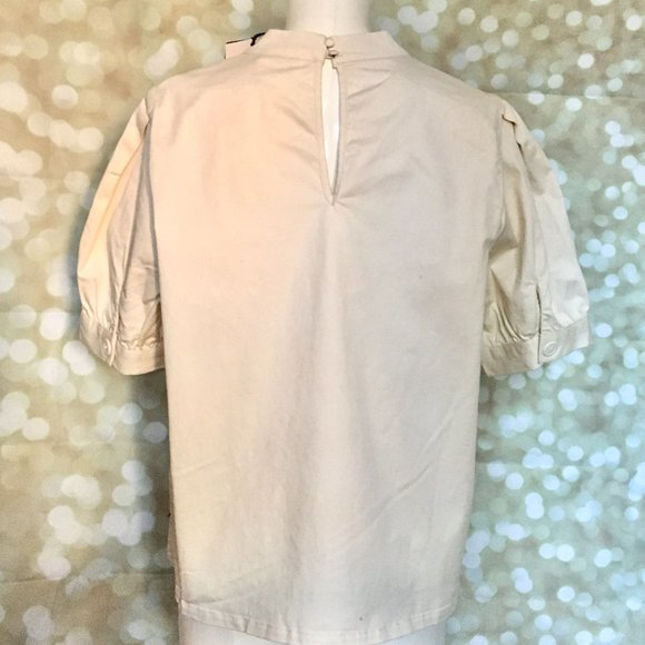 WHO WHAT WEAR beige muslin puff sleeve top XL - Picture 3 of 7